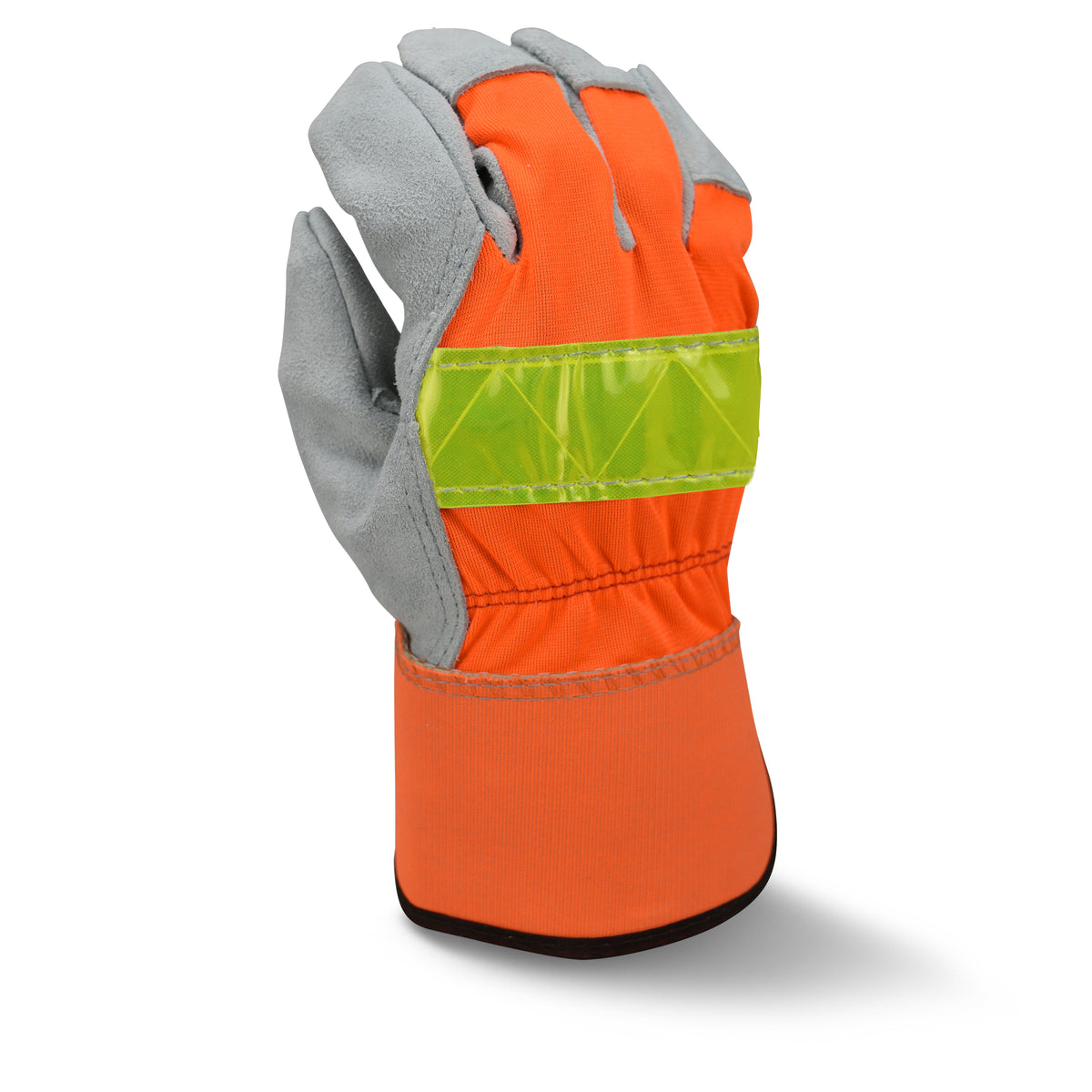 RWG3200HV High Visibility Regular Shoulder Gray Split Cowhide Leather Palm Glove