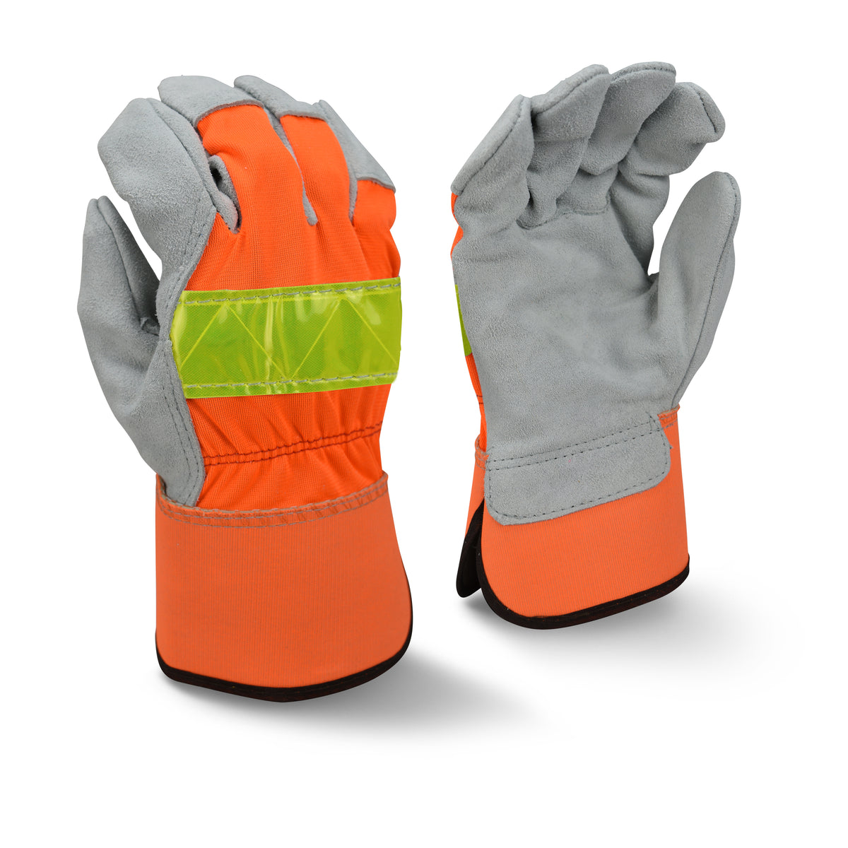 RWG3200HV High Visibility Regular Shoulder Gray Split Cowhide Leather Palm Glove