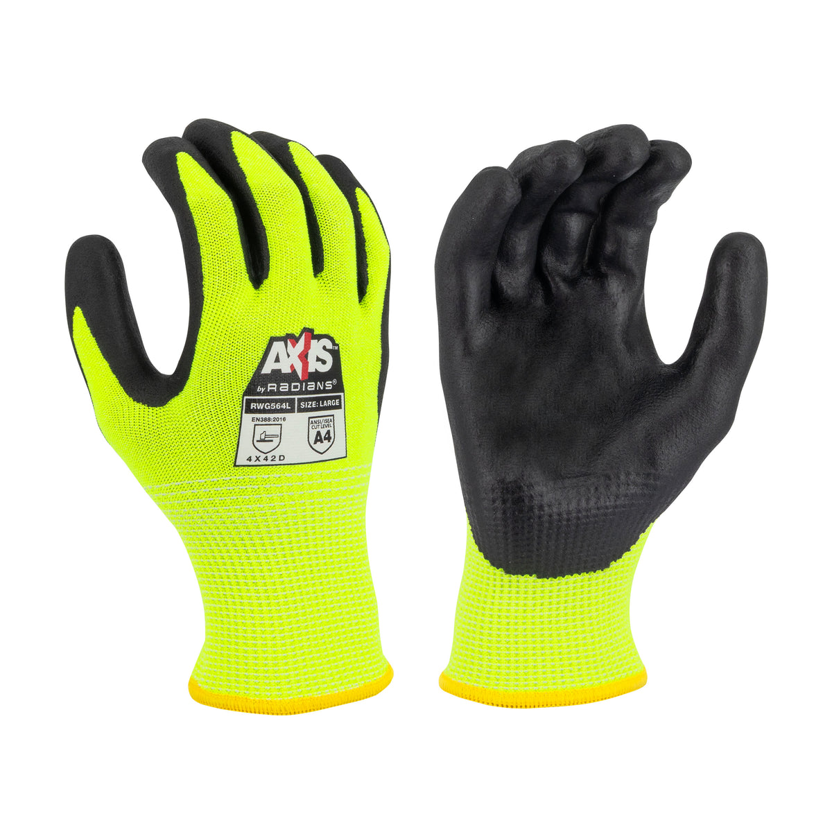 RWG564 AXIS™ A4 High Visibility Foam Nitrile Coated Cut Protection Glove