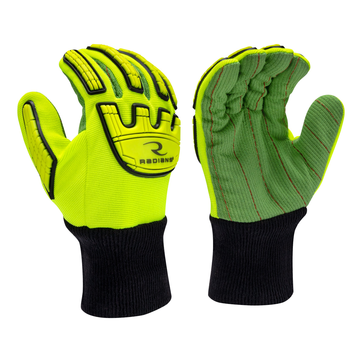 RWG132 Hi-Vis Cotton Corded Palm Knit Wrist A2 Cut Glove with TPR