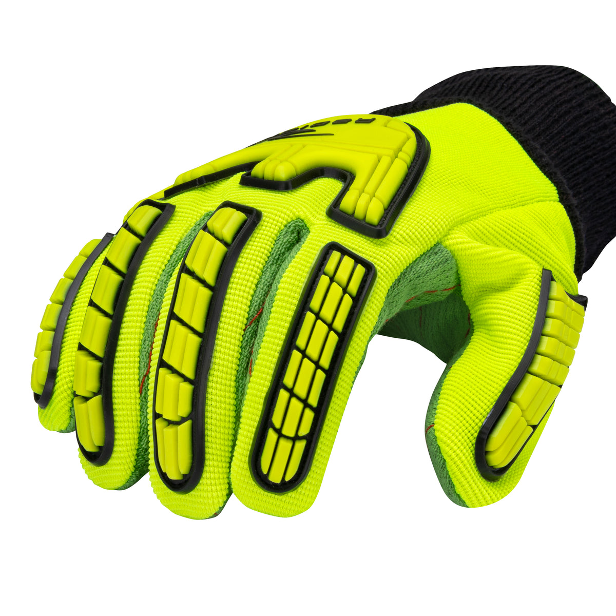 RWG132 Hi-Vis Cotton Corded Palm Knit Wrist A2 Cut Glove with TPR