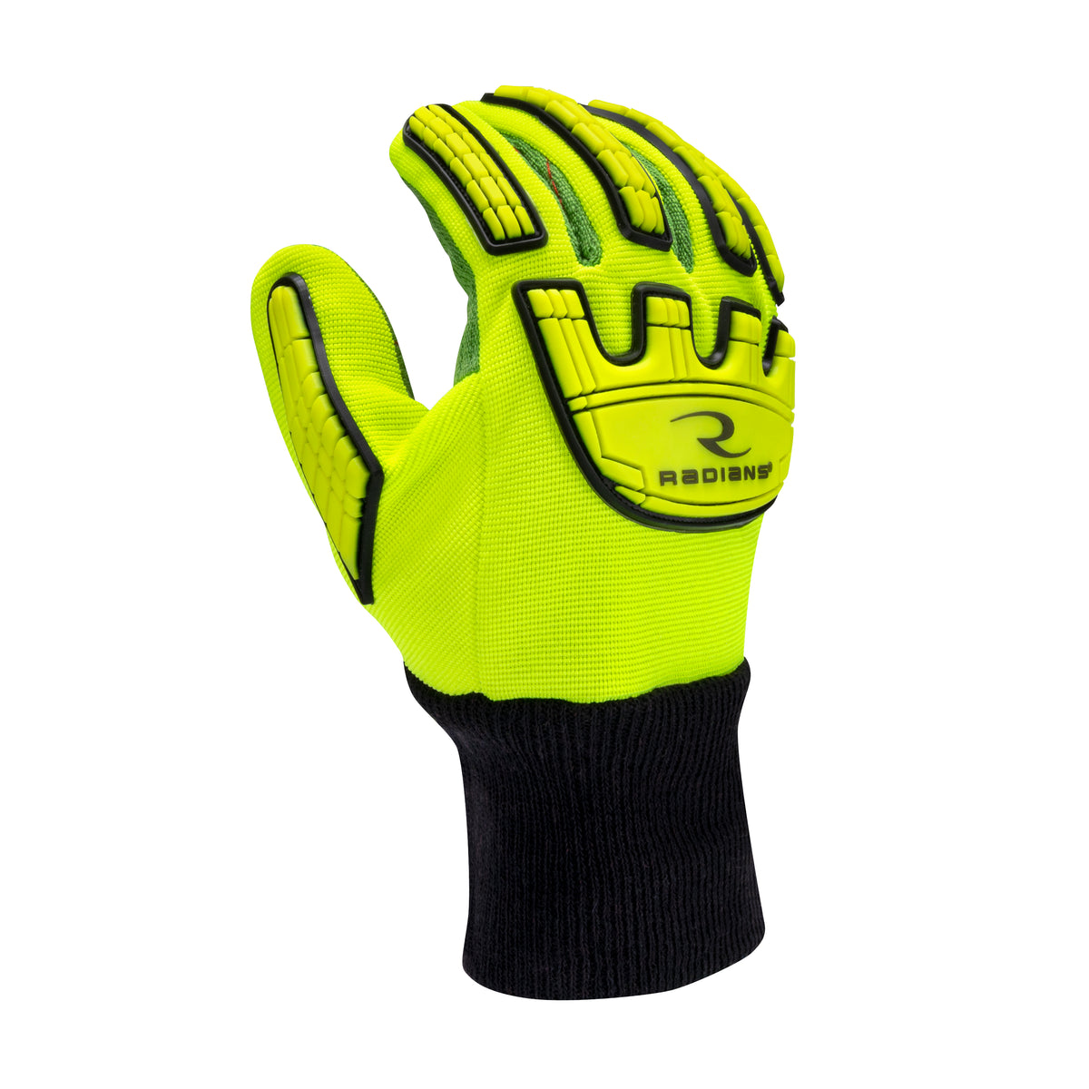RWG132 Hi-Vis Cotton Corded Palm Knit Wrist A2 Cut Glove with TPR