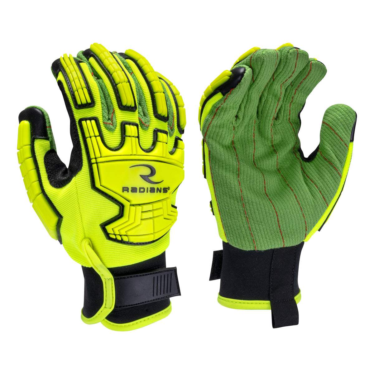 RWG130 Hi-Vis Cotton Corded Palm Hook and Loop A2 Cut Glove with TPR