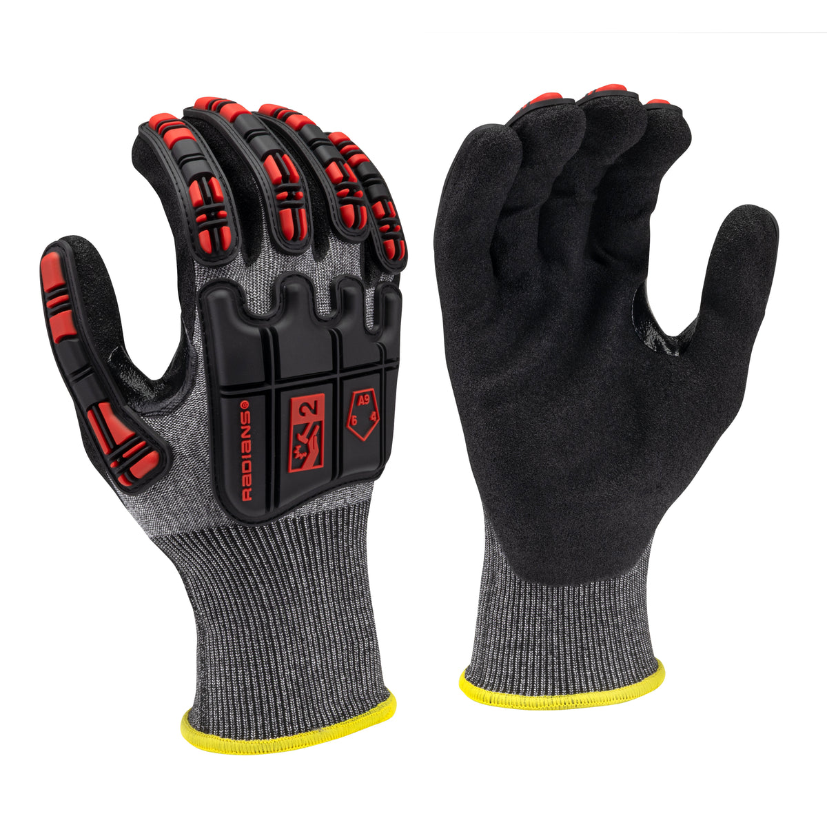 RWG590 Cut Level A9 HPPE/Nickel Gold Sandy Foam Nitrile Palm Dip Glove